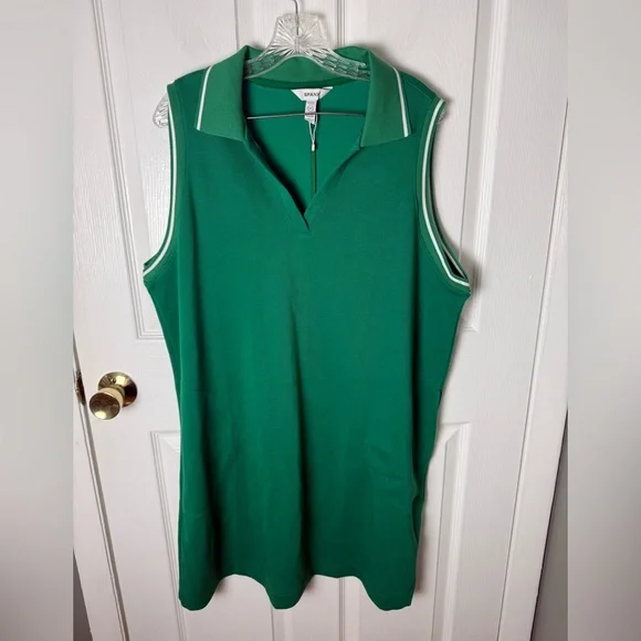 Spanx AirEssentials Pique Polo Tank Mini Dress in Green 1X - Picture 2 of 7